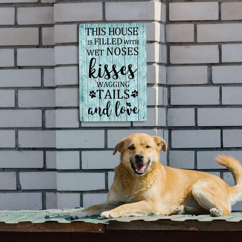 Funny Dog House Rules Tin Sign Dog Room Wall Decor Dogs Welcome Home Signs This House Is Filled With Kisses Wagging Tails Wet Noses Metal Sign 8x12 Inch