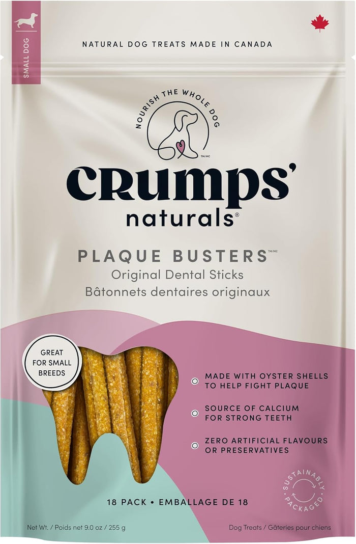 Crumps' Naturals Pbb- Bacon Dental Dog Treats (18 Pack), 4.5"