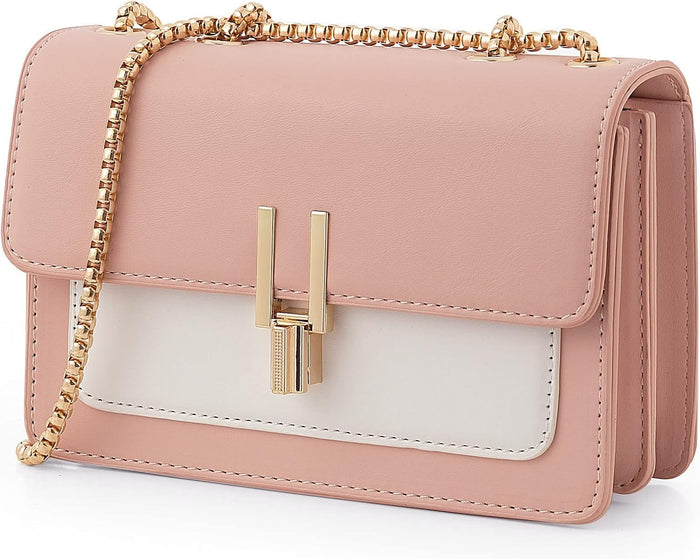 Color-Block Crossbody Bags for Women Leather Cross Body Purses Cute Designer Handbags Shoulder Bag Medium Size