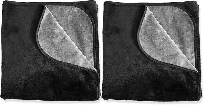 Mambe Silky Waterproof Throw for Protecting Furniture Bed Couch from Stains Caused by Dogs, Cats, Incontinence. Soft, Washable, Reversible. (Size Medium 70x70 inches, Color Black/Charcoal)