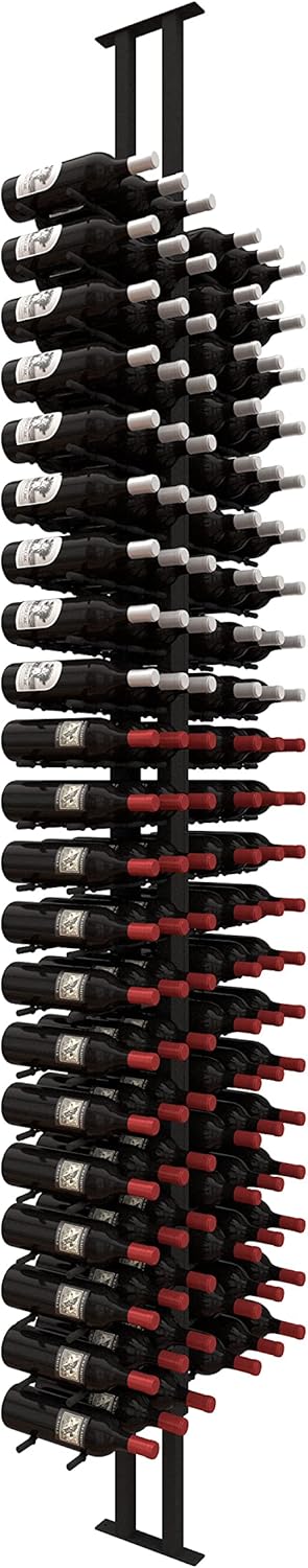 Ultra Wine Racks Floor-to-Ceiling Mount Display (1 Side, Single Deep, Black, Holds 21 Wine Bottles) - Modern Metal Wine Storage for Wine Cellars, Home Bars, Kitchens, and Dining Rooms