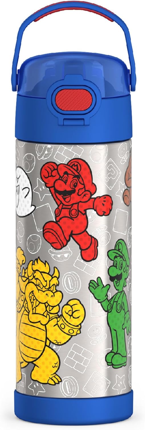 THERMOS FUNTAINER Stainless Steel Bottle 16 Ounce with Wide Spout Lid