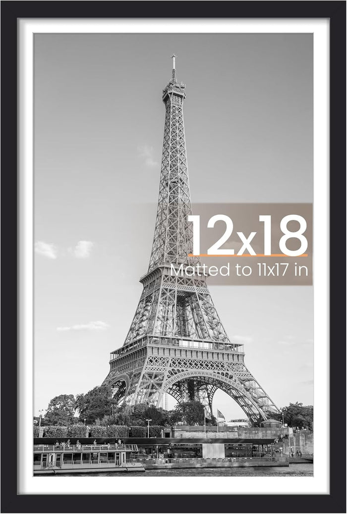 upsimples 8x10 Picture Frame, Display Pictures 5x7 with Mat or 8x10 Without Mat, Wall Hanging Photo Frame, Black, 1 Pack