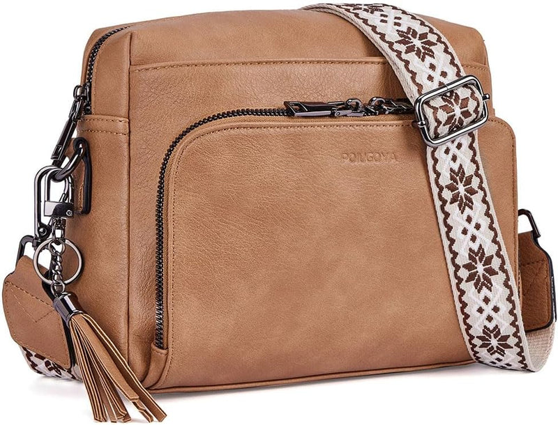 POIUGOYA Crossbody Purses for Women Trendy,Vegan Leather Medium Crossbody Bag,Women's Crossbody Travel Purse Built in Wallet