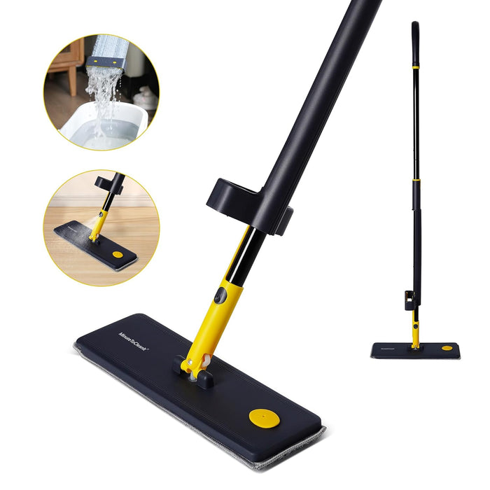MinuteToCleanIt Flat Mop for Floor Cleaning with Built in Spray | Floor Cleaner Magic Mop for Glass, Wall, Tile and Home | Wet & Dry Use | 360° Rotation | 2 Microfiber Refill Pads | 34 Cm Head, Blue