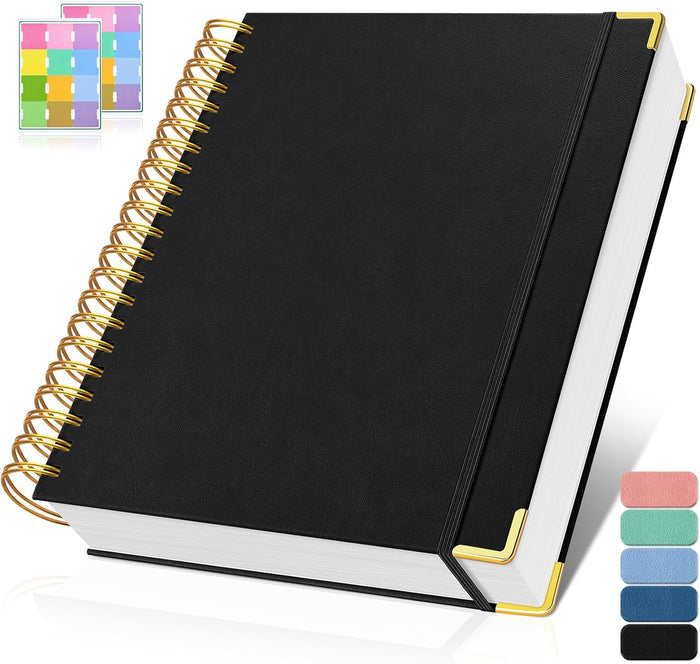 Spiral Notebook 8.5" x 11", 300 Numbered Pages Notebooks College Ruled with Contens, 100GSM Thick Journal for Women Men, Hardcover Leather Lined Journal for Writing, Large A4 Notebooks for Work School