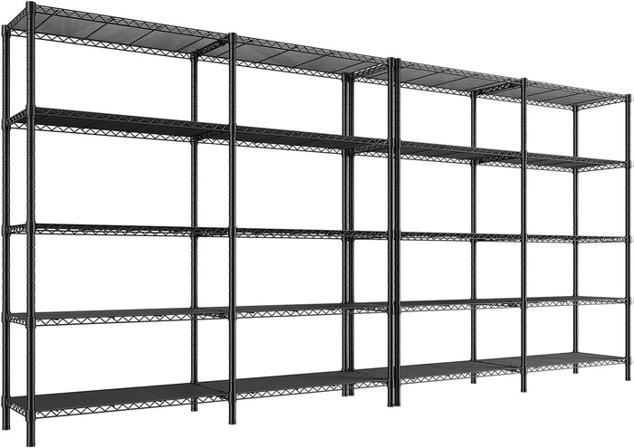 REIBII 69.8" W Storage Shelves 1250LBS Wire Shelving Unit 4 Tier Metal Shelving for Storage Rack Shelves Adjustable Heavy Duty Garage Shelf Pantry Shelves Kitchen Shelving, 69.8"Wx15.8"Dx62.9"H,Black