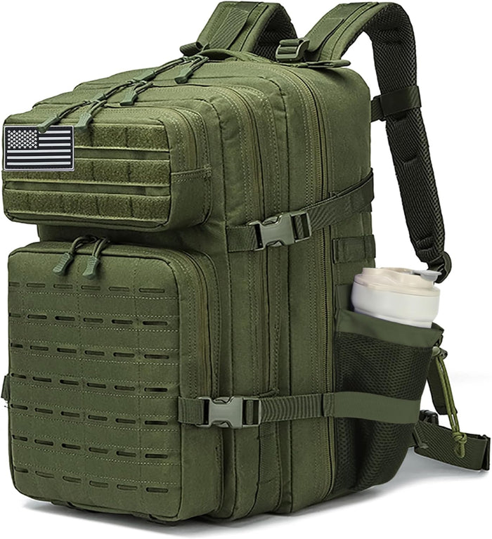Sparklekle Military Tactical Backpack 45L 3 Day Assault Pack Waterproof Molle Hiking Rucksack for Men and Women (Blue)