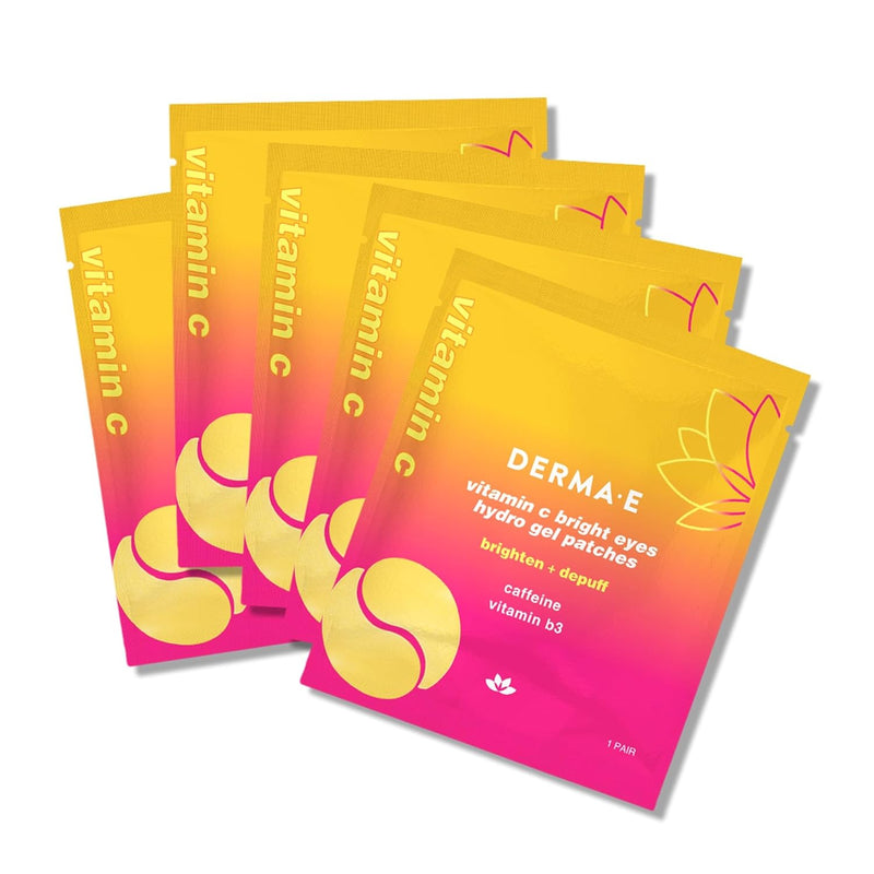 Derma E Vitamin C Bright Eyes Hydro Gel Under Eye Patches for Dark Circles (60 Ct, 30 Pairs) Allantoin, Caffeine & Vitamin B3, Collagen Eye Patches for Fine Lines, Wrinkles, Dark Circles & Puffy Eyes