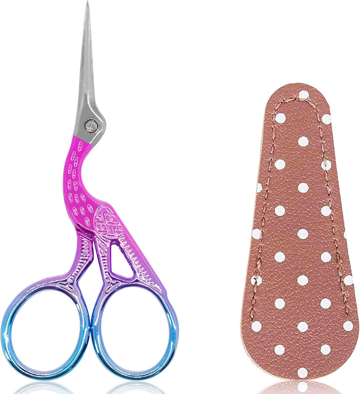 BIHRTC 4.5inch Crochet Scissors with Case Thread Embroidery Scissors Stainless Steel Sharp for Household Handicraft Needlework Threading DIY Art Handcraft Tool