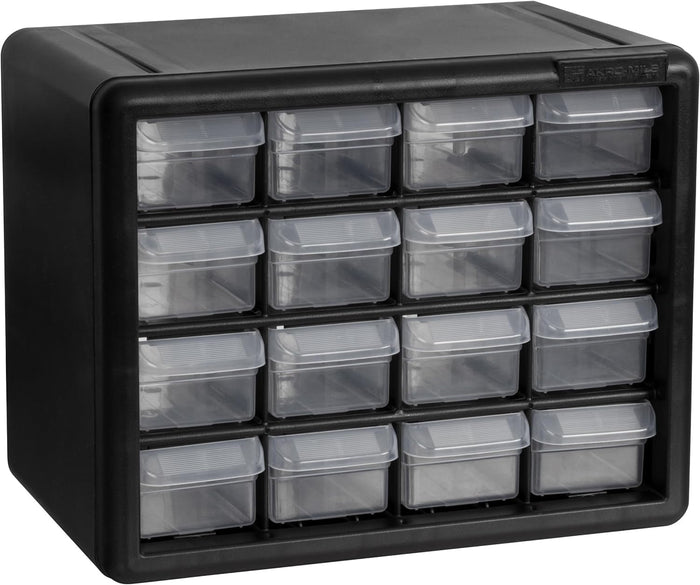 Akro-Mils 44-Drawer Plastic Drawer Storage Cabinet for Garage Organization, Bead Organizer, Building Bricks Storage, Teacher Toolbox, Makeup Organizer, 20-Inch W x 6-Inch D x 16-Inch H, 10144 Black