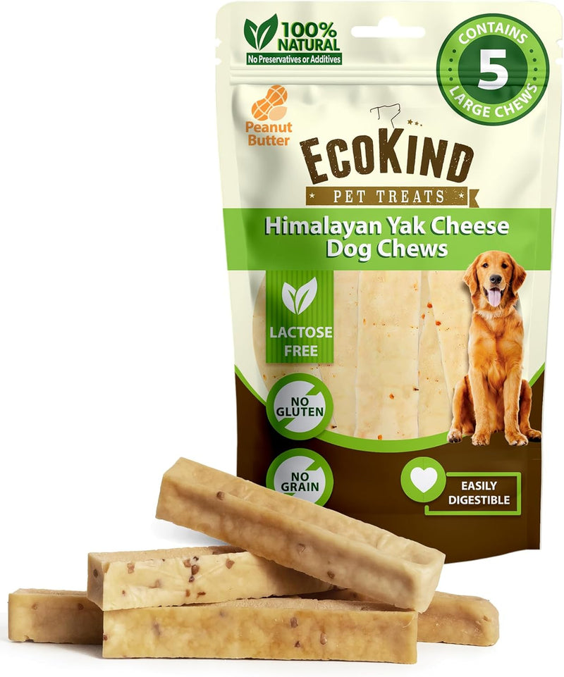 EcoKind Premium Gold Yak Cheese Himalayan Dog Chews, Healthy Dog Treats for Medium Dogs, All Natural, High Protein Dog Chew, Water Buffalo, Medium - 3 Chews