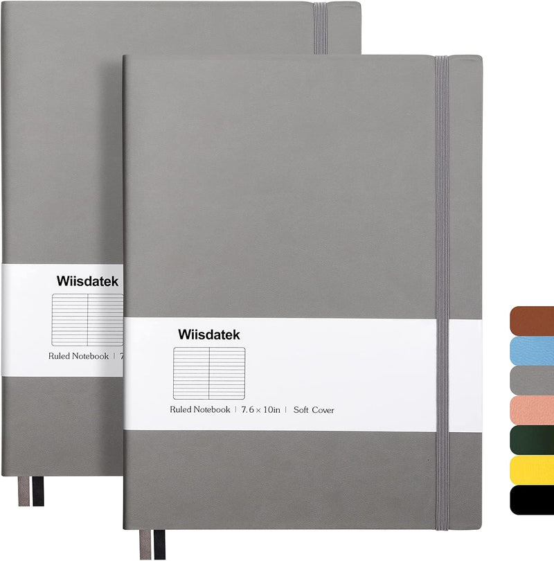 B5 College Ruled Notebooks - 2 Pack B5 Large Journal Notebooks with 376 Numbered Pages,100gsm Thick Lined Paper,Soft PU Leather Cover,7.6 X 10 inch(PINK)