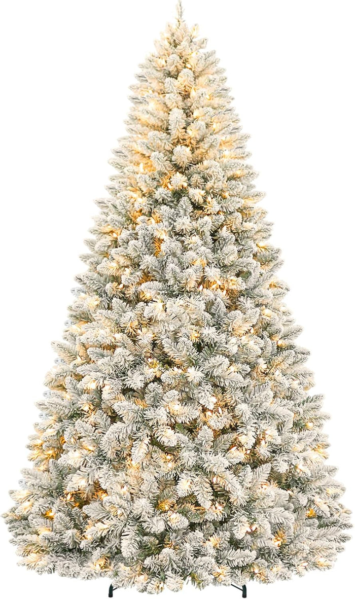 Hykolity 7.5 ft Prelit Christmas Tree, Artificial Christmas Tree with 450 Warm White Lights, 1450 Branch Tips, Metal Stand and Hinged Branches