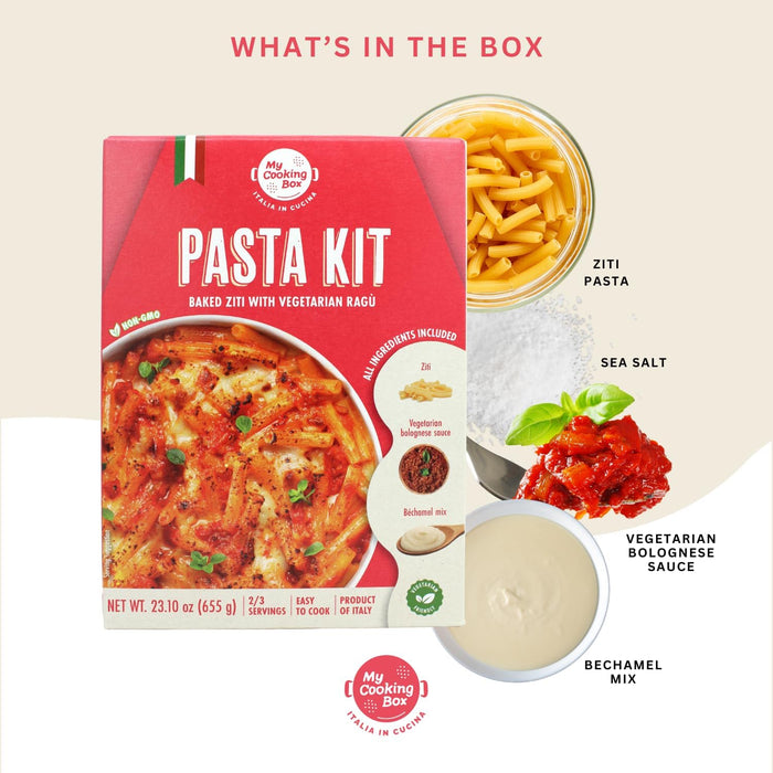 My Cooking Box Pasta Meal Kit, Baked Ziti Pasta Kit, Gourmet Dinner Kit Recipe, Product of Italy, Pre-portioned Ingredients in one Box, 2/3 Servings, Cooking Box, Family Meal