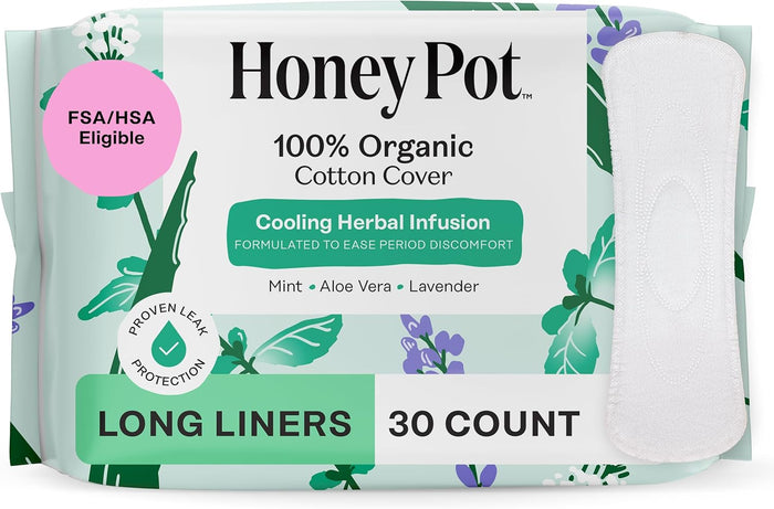 The Honey Pot Company - Herbal Pads for Women - Overnight w/Wings - Infused w/Essential Oils for Cooling Effect & Organic Cotton Cover - Feminine Care - 12 ct