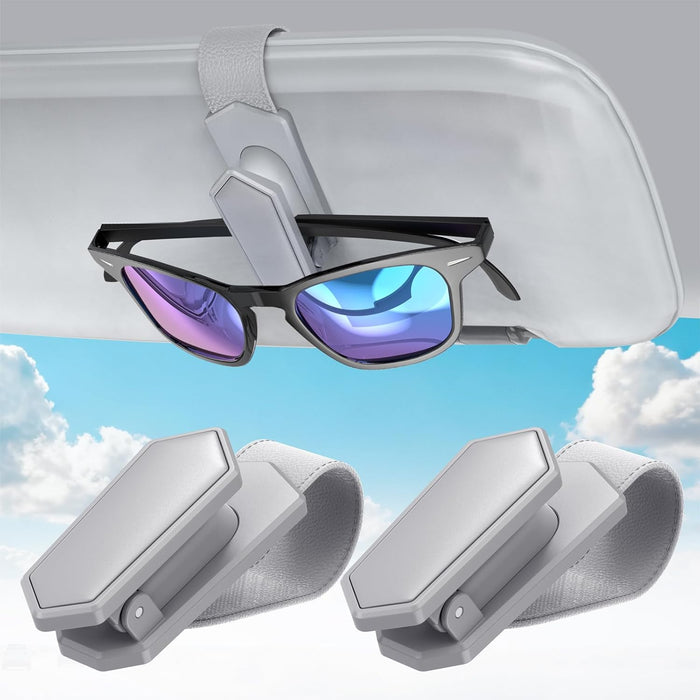 Veharvim Sunglass Holder for Car (One-Handed-Operation, Gentle & Secure Hold, Silicone Padded, Universal Fit, Metal Clip) Visor Sunglass Holder Clip,Visor Sunglass Holder Car (Black, 2 Pack)