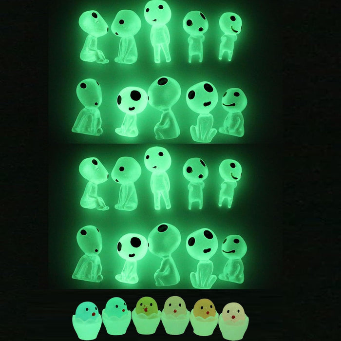Fairy Garden Accessories Tree Elves Easter Egg Fillers Glow in Dark Basket Stuffers Garden Alien Decor Miniature for Micro Landscape Outdoor Status Patio Lawn Yard Kit