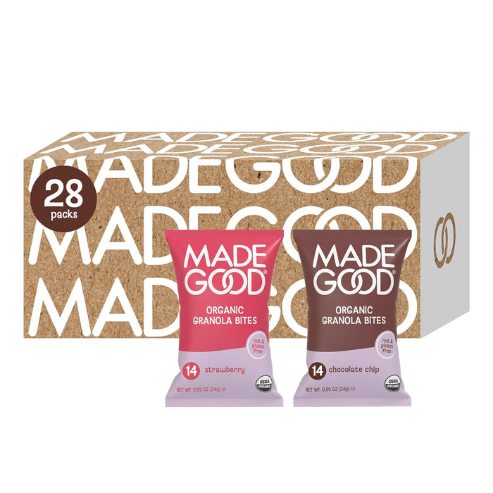 MadeGood Chocolate Banana Granola Bites, 28 Count, Organic and Delicious Snacks