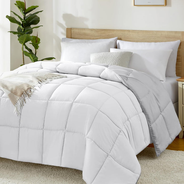 Homelike Moment Comforters Queen Size - Grey Duvet Insert Down Alternative Bed Queen Comforter, Lightweight Bedding Comforters Full Size Quilted Soft All Season Reversible Dark Gray/Light Grey