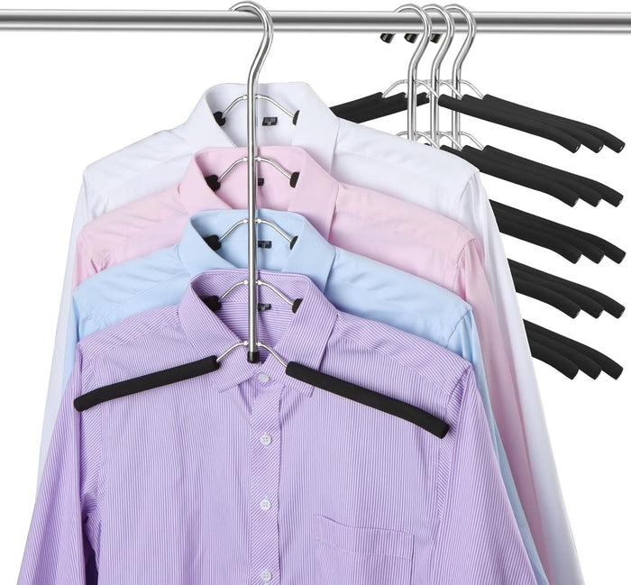 DOIOWN Blouse & Shirt Hangers - Non Slip Space Saving Stainless Steel Closet Organizer (2 Pack)