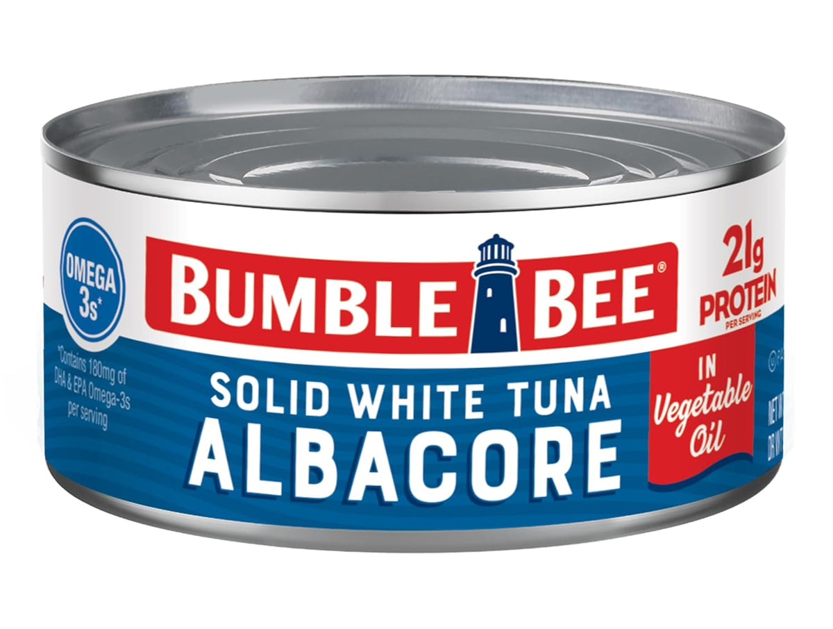 Bumble Bee Solid White Albacore Tuna in Water, 5 oz Can (Pack of 4) - Wild Caught Tuna - 29g Protein per Serving, High in Omega-3s - Non-GMO Project Verified, Gluten Free, Kosher