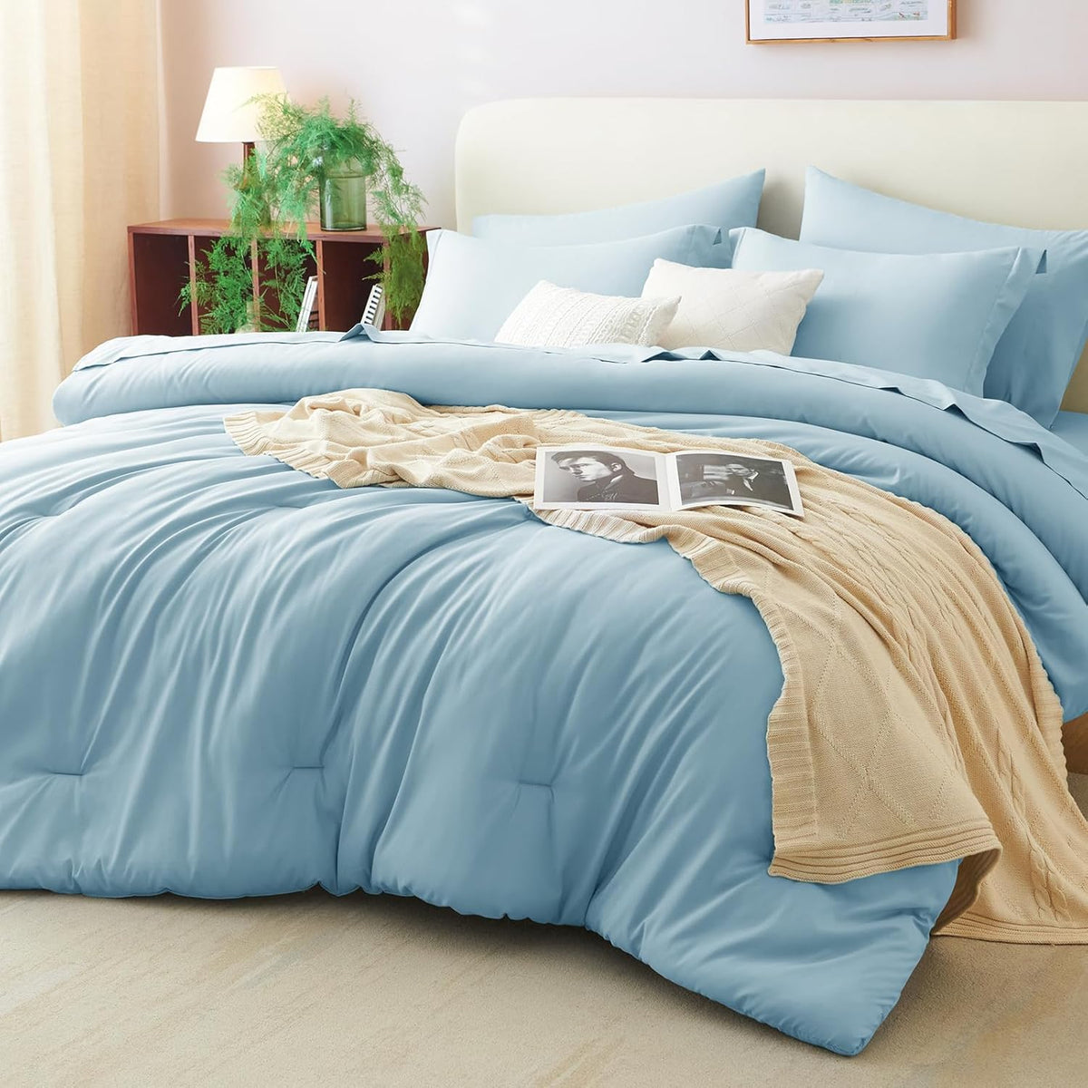 CozyLux Full Comforter Set Emerald Green, 7 Pieces Bed in a Bag Bedding Comforter Set with Sheets, All Season Boho 7PC Bed Sets with Comforter, Fitted Sheets, Flat Sheets, Pillow Shams and Pillowcases