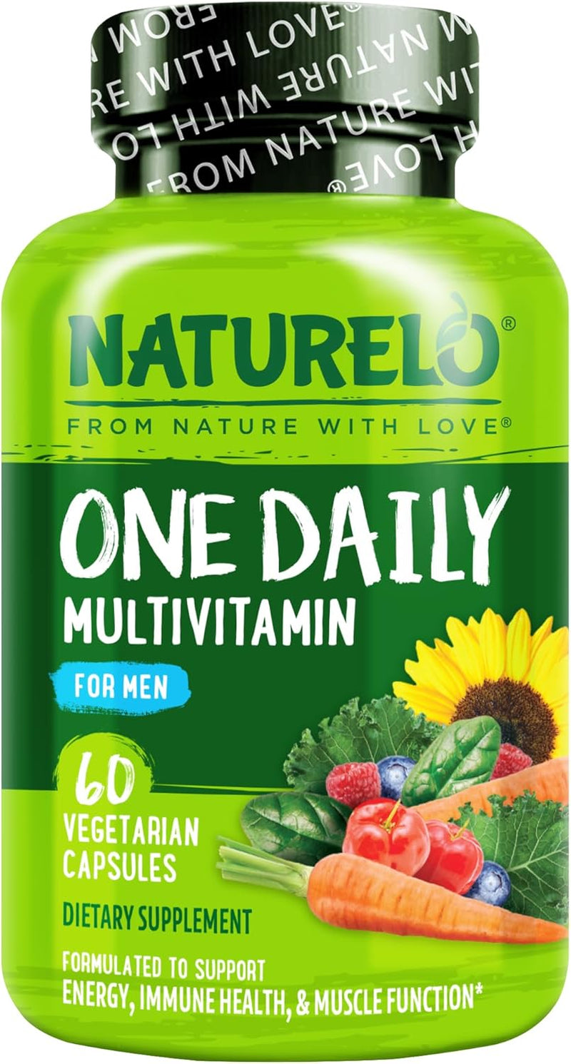 NATURELO Mens Multivitamins - One Daily Multivitamin for Men with Vitamins, Minerals & Organic Whole Foods, Boost Energy & Health, Non-GMO, 120 Vegetarian Capsules
