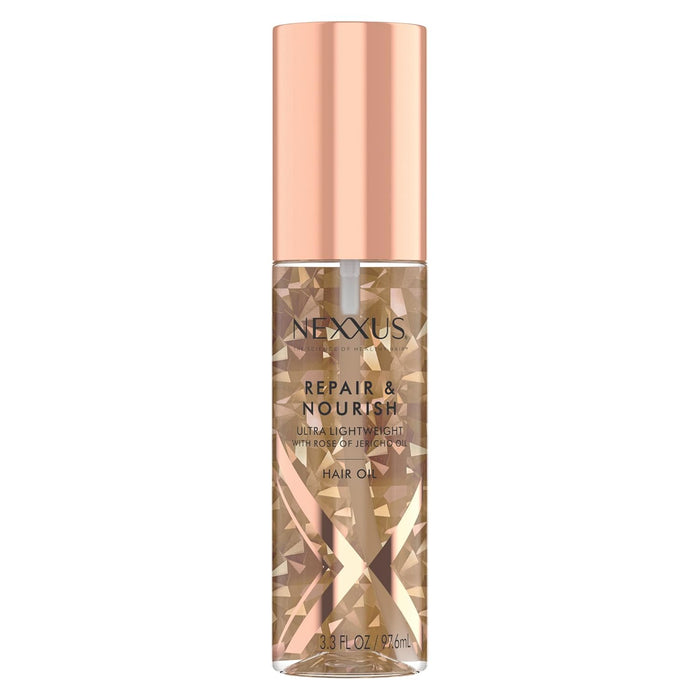 Nexxus Ultra Lightweight Hair Oil Repair & Nourish for Intense Nourishment with StyleProtect Technology & Rose of Jericho Oil 3.3 oz