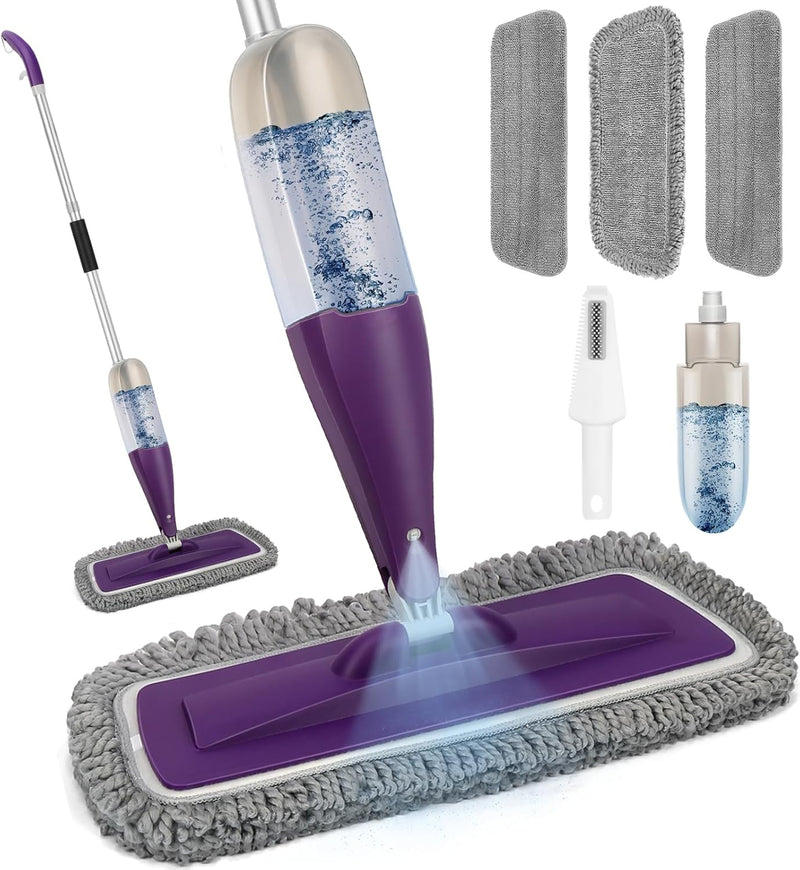 Spray Mop for Floor Cleaning with 3pcs Washable Pads - Wet Dry Microfiber Mop with 800 ml Refillable Bottle for Kitchen Wood Floor Hardwood Laminate Ceramic Tiles Floors Dust Cleaning