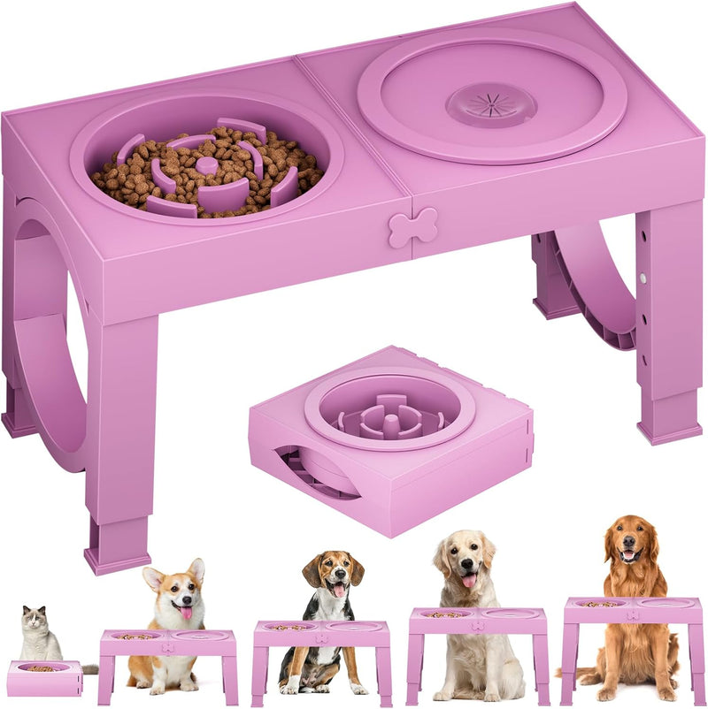 XIAZ Elevated Dog Bowls Large Breed Raised Dogs Bowl Stand Large/Medium Sized Dog 1L Food Water Bowl Stands 5 Heights Adjustable 9/11/12/14in Black Pet Feeder Dish Station