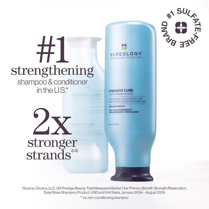 Pureology Strength Cure Conditioner - For Damaged or Color-Treated Hair, Reduces Breakage, Strengthens & Softens, With Sulfate-Free Formula, Vegan