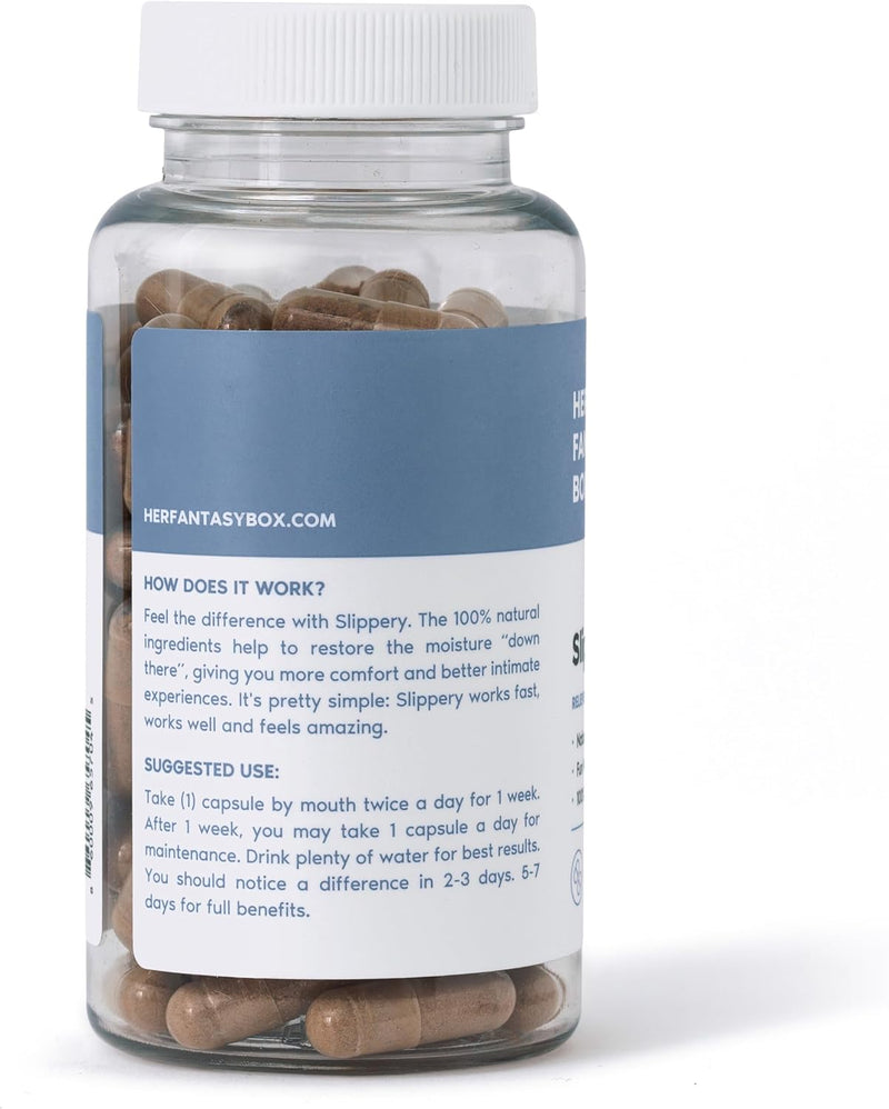 Her Fantasy Box | Slippery Box | Fast-Acting Slippery Elm Capsules for Feminine Wellness & Intimate Moisture Support – 60 Vegan Capsules