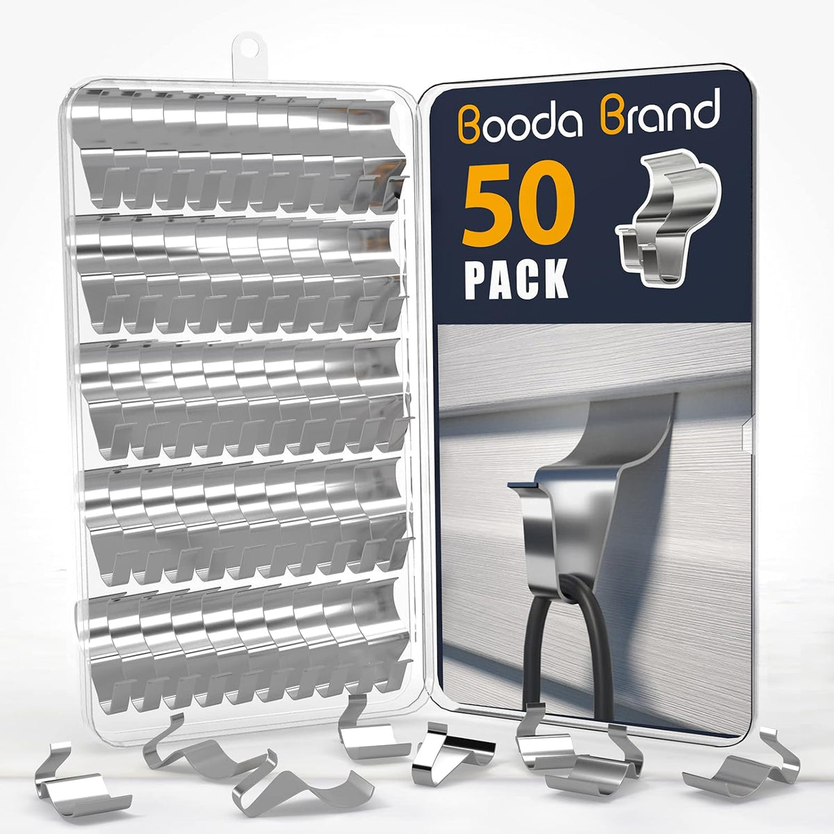 Vinyl Siding Hooks (50 Pack), Heavy Duty Stainless Steel Vinyl Siding Hangers, Low Profile No Hole Siding Clips for Hanging Outdoor Lights Wreath Christmas Decorations