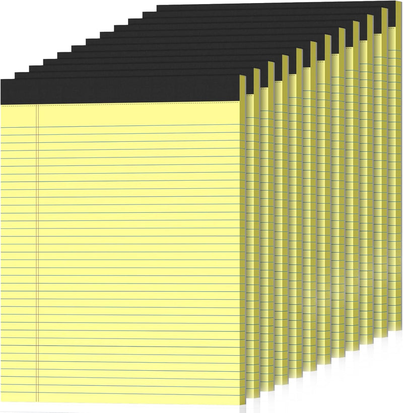 12 Pack Legal Pads 8.5 x 11 College Ruled 600 Sheets Note Pads 8.5 x 11 Inch Notepads Perforated Writing Pads 8.5 x 11 Pads of Paper Lined White Paper, 50 Sheets per Notepad for Home, Office, School
