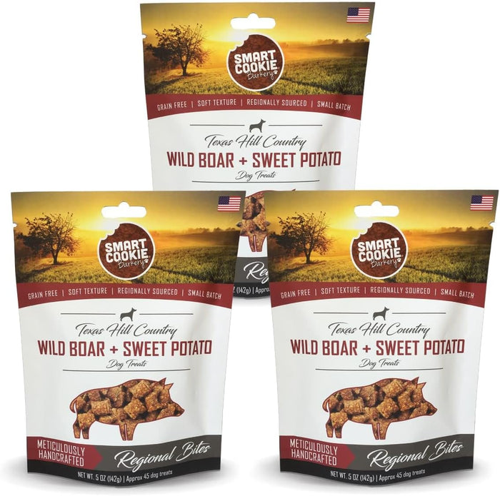 Smart Cookie All Natural Dog Treats - Wild Boar & Sweet Potato - Training Treats for Dogs with Allergies, Sensitive Stomachs - Soft Dog Treats, Chewy, Grain Free, Human-Grade, Made in USA - 5oz Bag