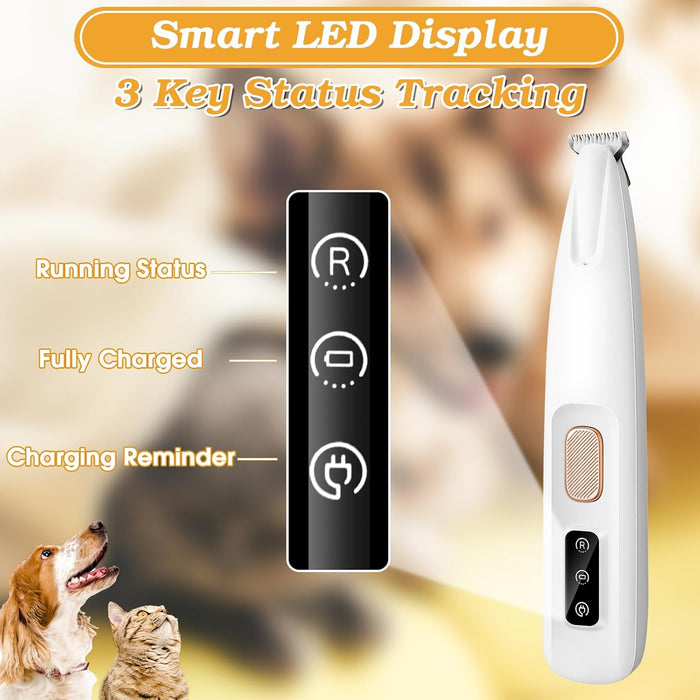 Palksky Dog Paw Trimmer, Upgraded 18mm-Blade Electric Dog Clippers for Groomming with Led Display, Waterproof Pet Micro Precision Trimmer, Rechargeable Hair Shaver for Paws, Ears, Face, Rump and Eyes