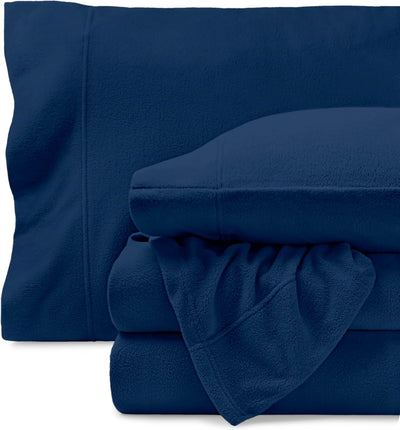 Bare Home Super Soft Fleece Sheet Set - Queen Size - Extra Plush Polar Fleece, No-Pilling Bed Sheets - All Season Cozy Warmth (Queen, Dark Blue)