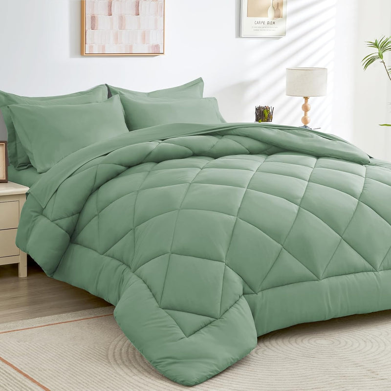 HEVUMYI King Comforter Set - 7-Piece All Season Bed in a Bag King, Ultra Soft Bedding Set with Comforter, Flat Sheet, Fitted Sheet, Pillowcases, Pillow Shams, Dark Grey