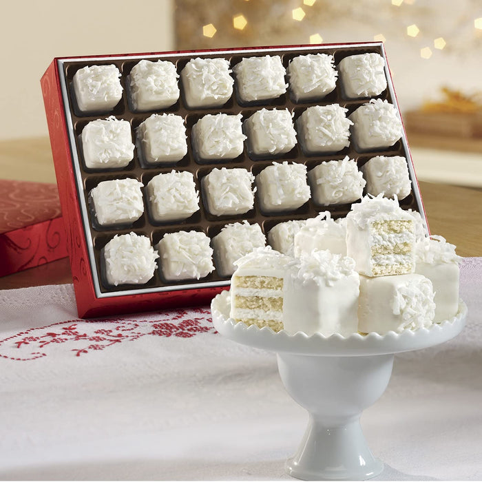 The Swiss Colony Coconut Petits Fours – Gourmet Mini Layer Cakes with Coconut Creme and Swiss Creme Icing, Holiday Cake Assortment Gift Pack of 24, Petits Fours Cakes for Dessert and Celebrating