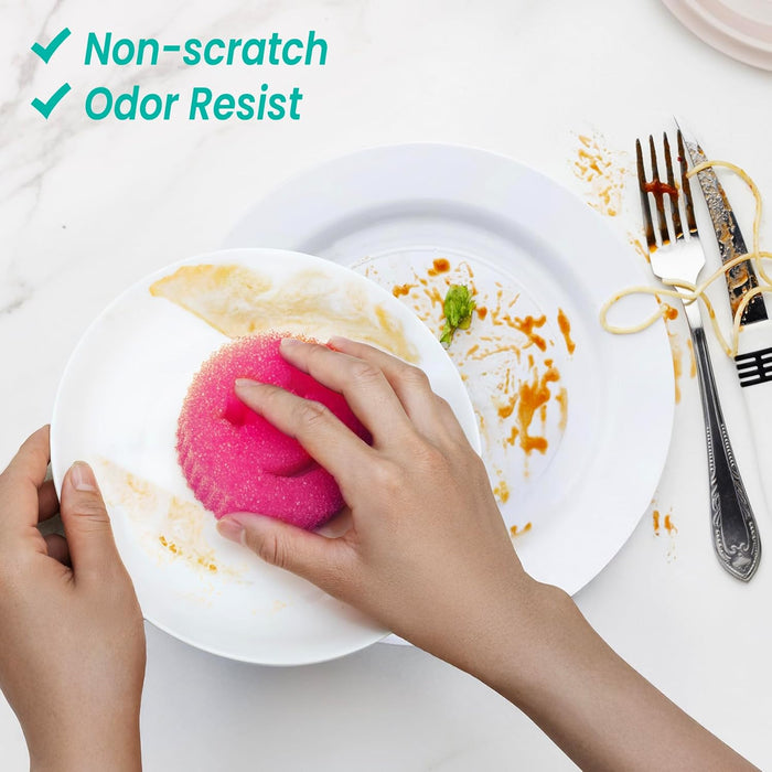 HELIME Scrub Sponge Dish Scrubber, Non Scratch Multipurpose Sponges, Temperature Controlled Dual Sided Cleaning Pads, BPA Free and Odor Resistant, Safe for Kitchen, Bathroom, and Household Cleaning