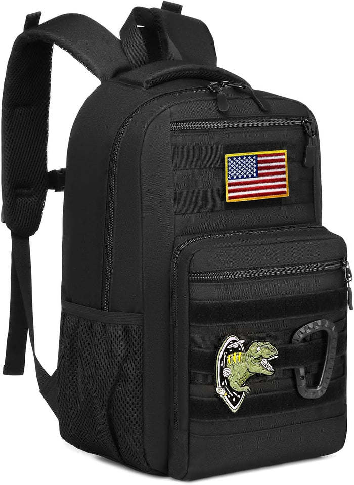 Kids tactical Backpack for Boys School Bag 20L mini Children Backpack for Outdoor Camping Travel (Black Camo)