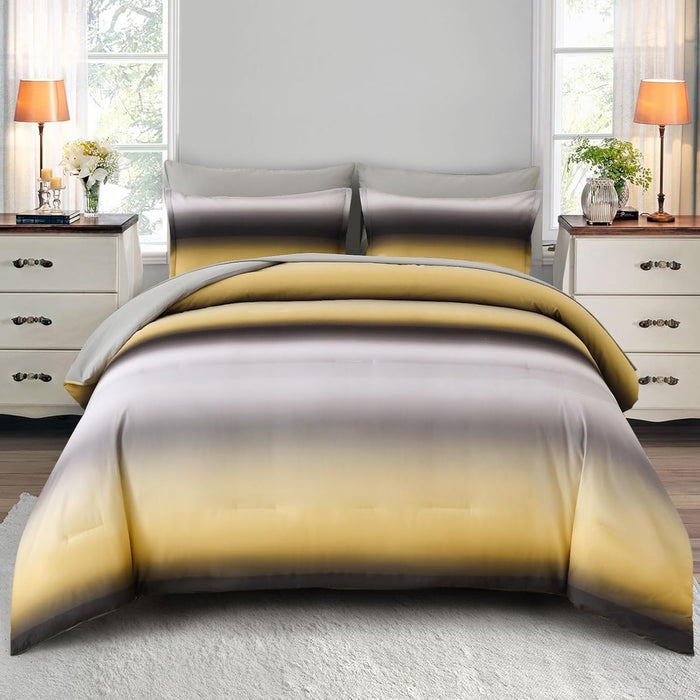 Ombre Blue Comforter Set King Size Reversible Gradient Blue Grey Boho Bedding Set for Men Women 8 Pieces Bed in A Bag Bohemian Bed Set With Comforter, Sheets, Pillowcases & Shams, Cushion Cover