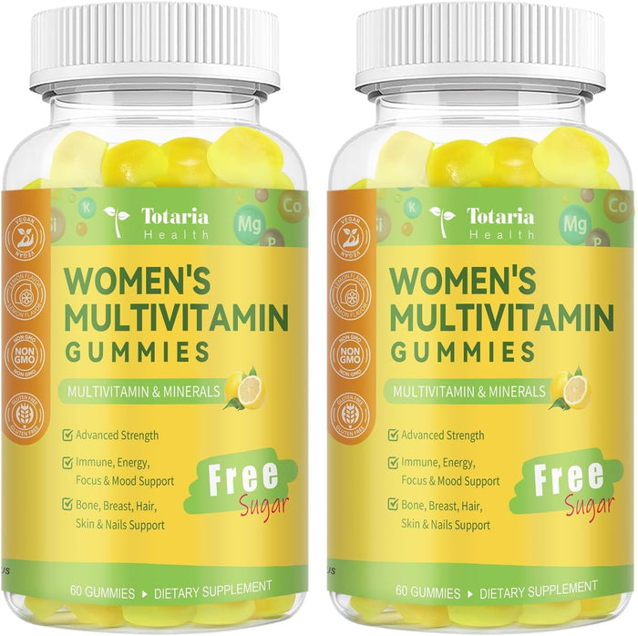 Sugar Free Multivitamin Gummies for Women 14+ w/Iron, Inositol, Folate, Biotin, Womens Daily Multivitamin Gummy w/Vitamin A, C, B, D3, K2, for Hair, Skin, Energy, Immune, Strawberry Flavor