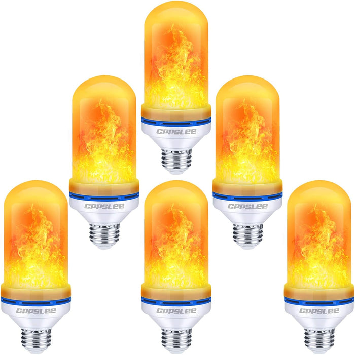 CPPSLEE LED Flame Light Bulbs, 4 Modes Flickering Light Bulbs, E26 Base Fire Flame Bulb for Halloween Christmas Decorations Patio Outdoor Indoor Home Decor (Yellow, 2 Pack)