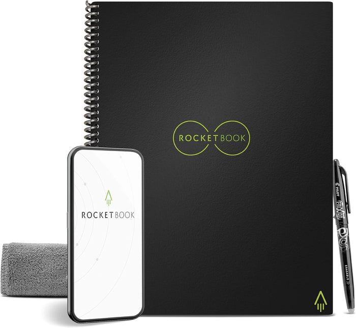 Rocketbook Core Reusable Smart Notebook, Lined Pages For School, Work and Creative Projects, Letter Size 8.5x11, Blue - Premium