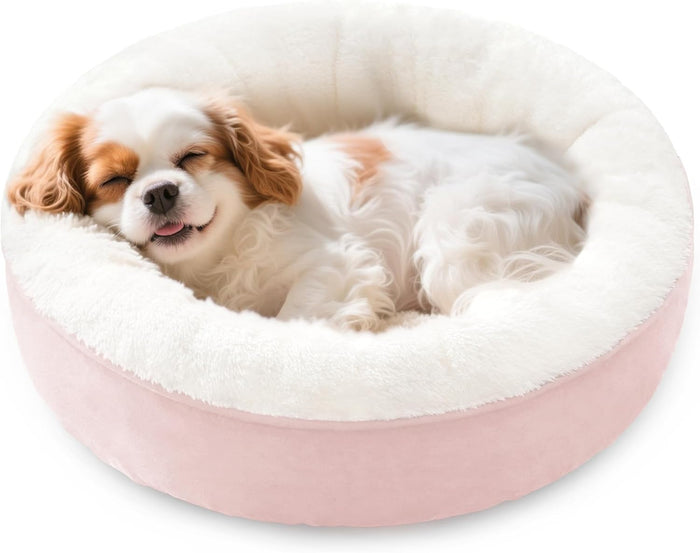 Love's cabin Round Donut Cat and Dog Cushion Bed, 20in Bed for Cats or Small Dogs, Anti-Slip & Water-Resistant Bottom, Super Soft Durable Fabric Pet Beds, Washable Luxury Cat & Dog Bed Gray