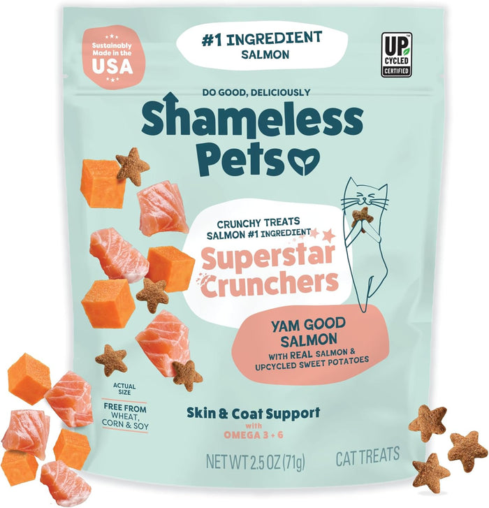 Shameless Pets Crunchy Cat Treats - Catnip Treats for Cats with Digestive Support, Kitten Treats with Real Chicken, Natural & Healthy Flavored Feline Snacks - Catnip N Chill, 1-Pk (12 Oz)