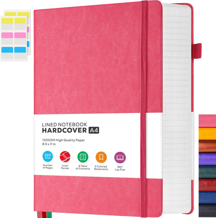 A4 Hardcover Notebook, Large 8.5 x 11 Notebook Journals for Writing Note Taking Women & Men, 320 Pages Hardcover Work Notebook Journal Notepad Writing Pads, Orange