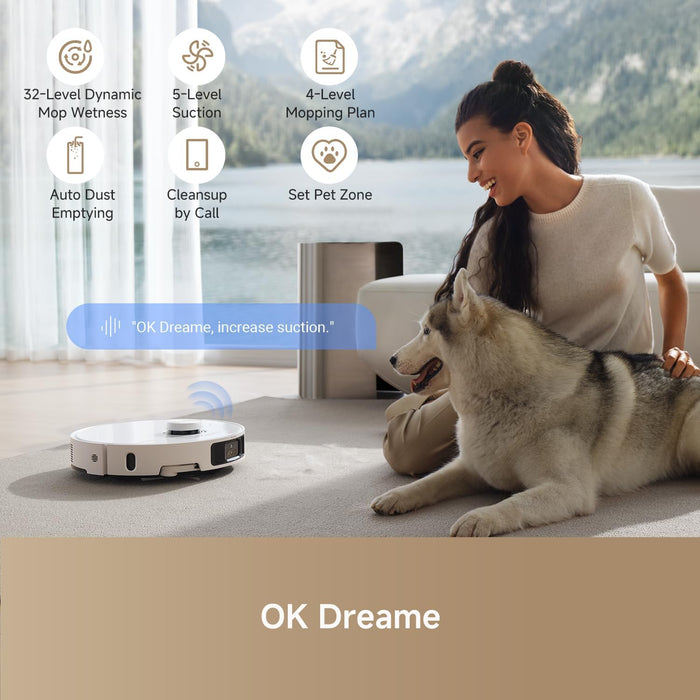 dreame L40 Ultra Robot Vacuum Self Emptying, 11,000Pa Suction Robot Vacuum and Mop Combo with Auto Cleaning Dock, 149℉ Mop Washing, SideBrush Extendable, Solution Auto Refill, Voice Control